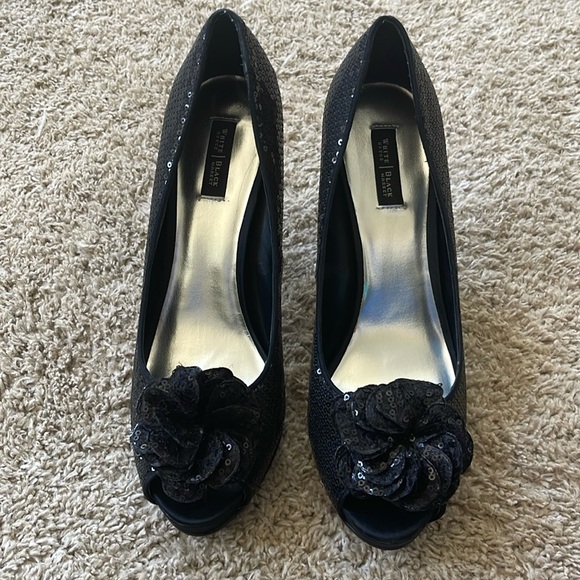 White House Black Market black sequin pumps